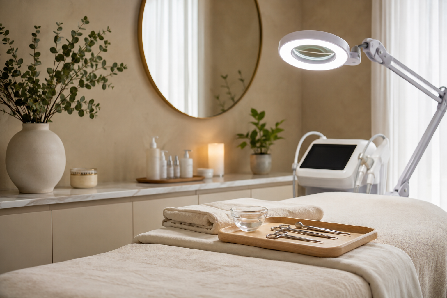 Professional mole removal treatment room in Hadapsar.
